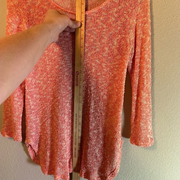 Women’s Cozy Top Size XS Open Knit Long Sleeve Peach Comfy Casual Stretch Lounge - Picture 12 of 15